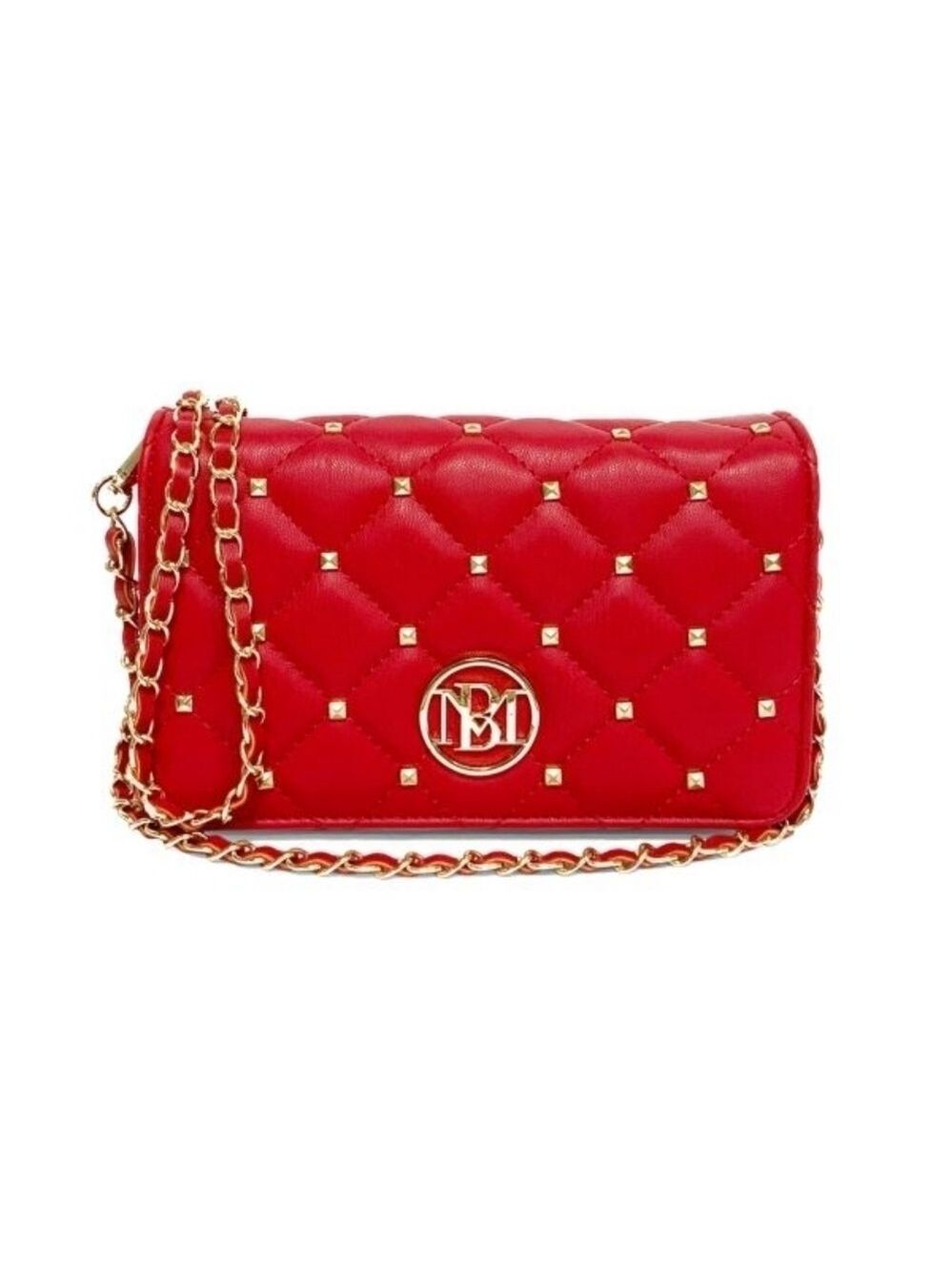 Badgley Mischka Studded Quilted Logo Shoulder Bag